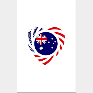 Australian American Multinational Patriot Flag Series (Heart) Posters and Art